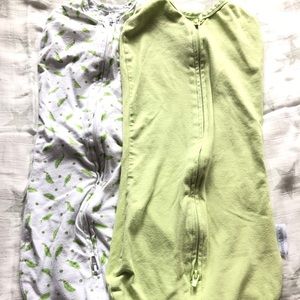 set of 2 newborn swaddle me zip swaddle sacks